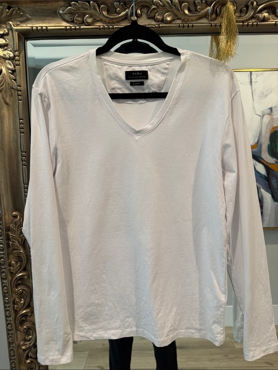 Zara Other - Zara Men White V-Neck Long Sleeve Tee